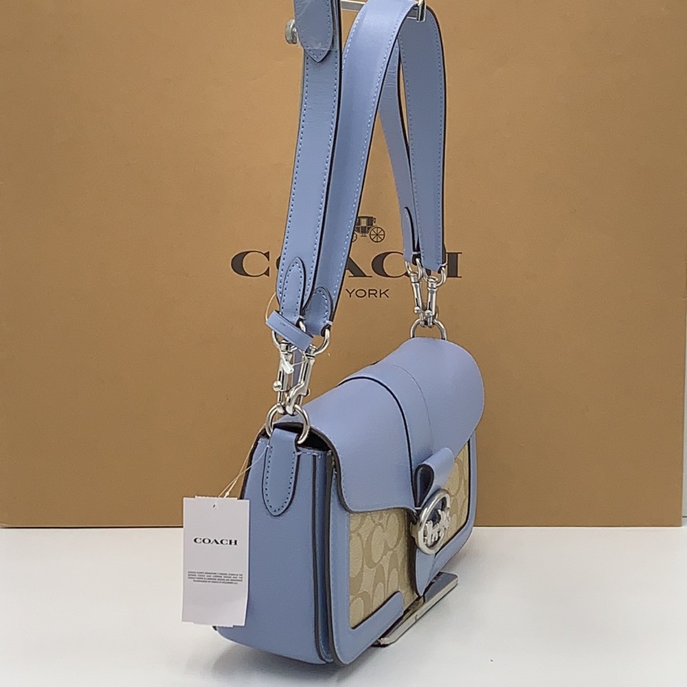 COACH Georgie Shoulder Bag In Signat Canvas COLOR
Silver/Light Khaki/Marble Blue - Picture 6 of 16